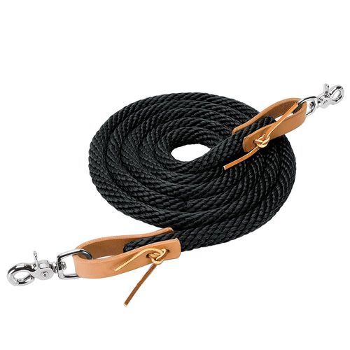 Weaver Leather Black Poly Roper Rein, S1 3/8" x 8"