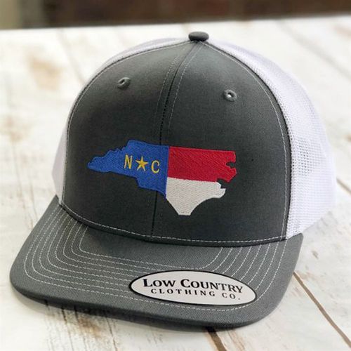 Low Country North Carolina Flag, Gray/White Snapback Hat