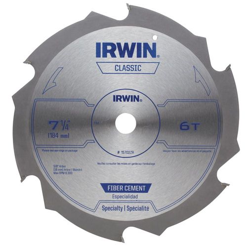 Circular Saw Fiber Cement Blade 7 1/4" - 6 Tooth Irwin Weldtec™