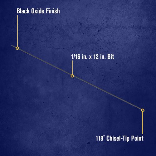 1/16" x 12" Black Oxide High Speed Steel Drill Bit