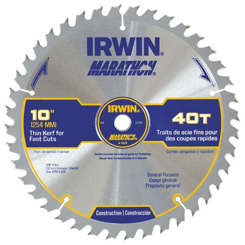 10" Table-Miter Saw Blade 40 Teeth Irwin Marathon