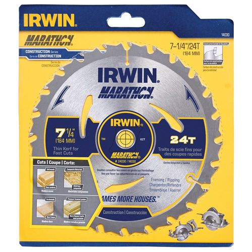 Circular Saw Blade 7 1/4" 24 Teeth Irwin Marathon