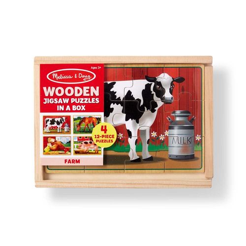 Melissa & Doug Four Farm Animal Puzzles and Box