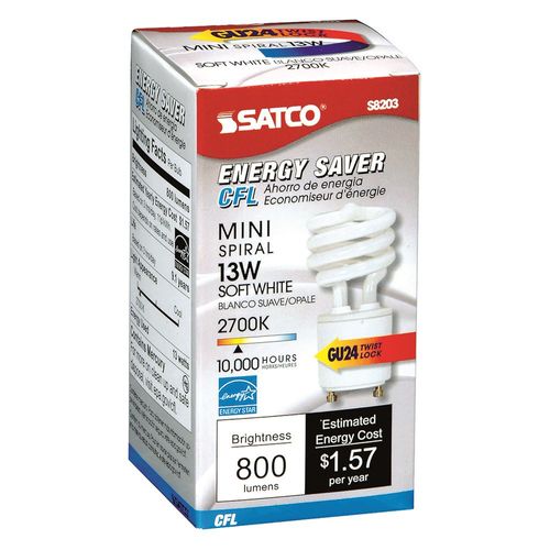 Satco Mini Spiral Compact Fluorescent Bulb - 13W