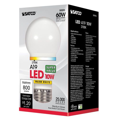 Satco Frosted White LED Bulb - 9.5W