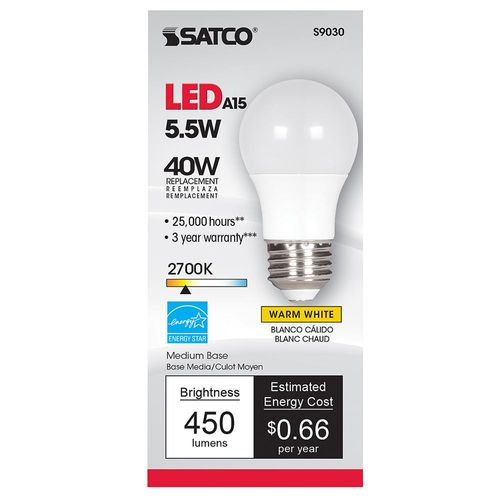Satco Frosted White 2700K LED Bulb 5.5W