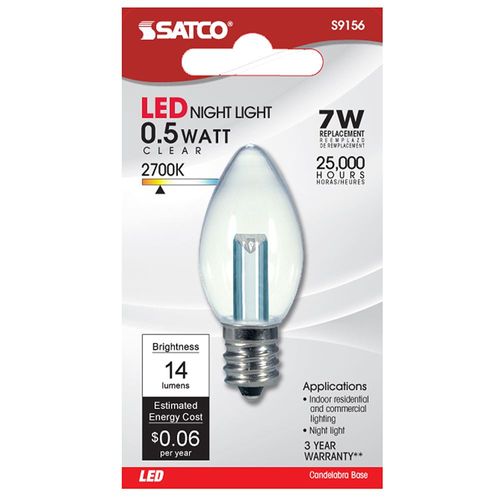 Satco Clear Nightlight LED Bulb 0.5W