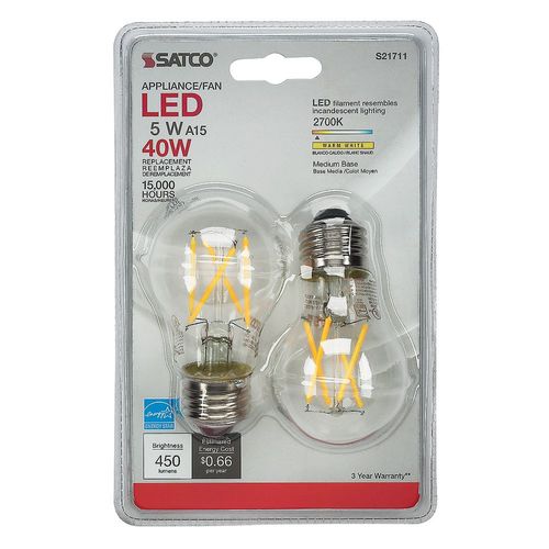 Satco Clear 2700K LED Bulb 5.5W - 2 Pack