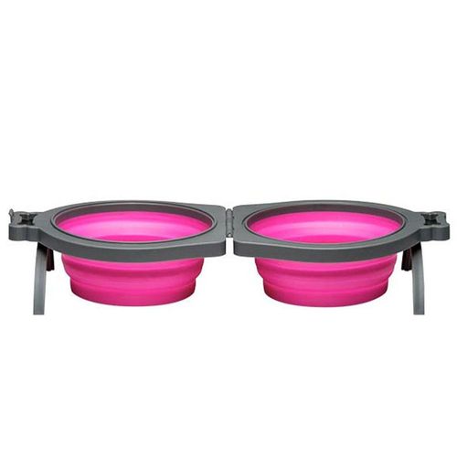 Bella Roma Travel Double Bowl, Medium, Pink