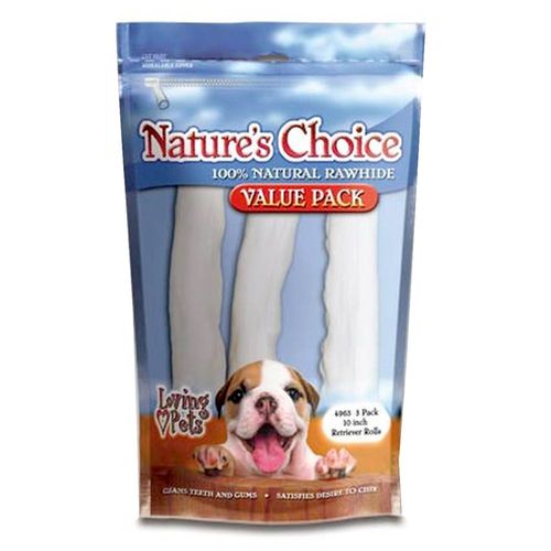 Rawhide Dog Roll, 10", 3-Pack