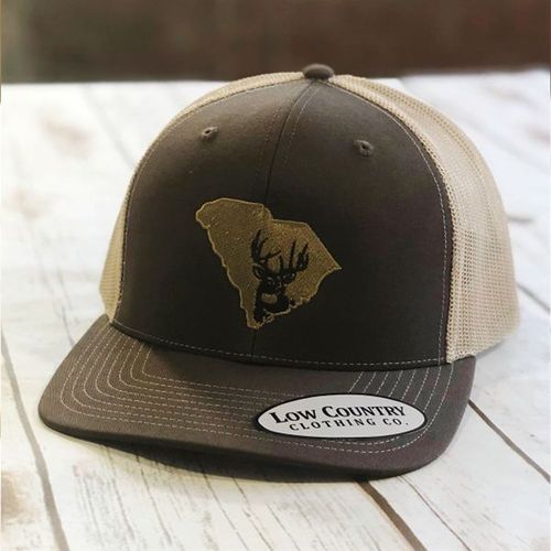 Low Country SC Flag Deer Theme Hat, Brown/Khaki