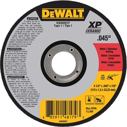 4 1/2" Elite Series™ Cutting Wheel 7/8" Arbor .045" Thickness Dewalt