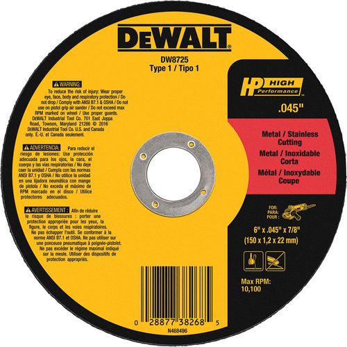 6" HP Cutting Wheel7/8" Arbor .045" Thickness Dewalt