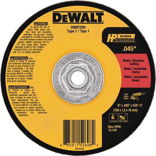 6" HP Cutting Wheel5/8"-11 Arbor .045" Thickness Dewalt