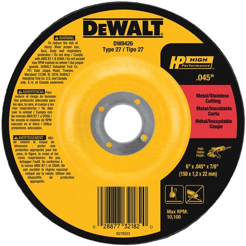 6" Cutting Wheel7/8" Arbor .045" Thickness Dewalt