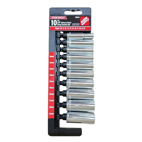 Agri Supply 3/8" Drive 10 pc 6 Point Metric Deep Well Socket Set