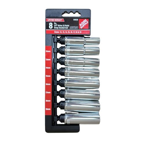 Agri Supply1/2" Drive 8 pc 12 Point Metric Deep Well Socket Set