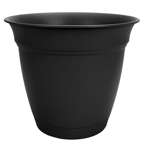 The HC Companies 12" Planter & Attached Saucer - Black
