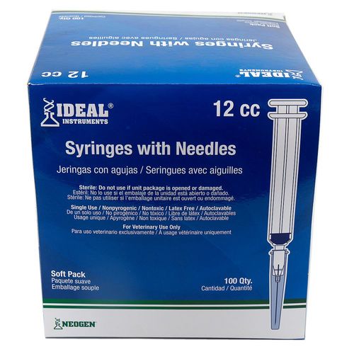 Ideal Disposable Syringe Needle, 12 CC, 20-Gauge x 1", 100-Per Box