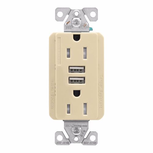 Eaton Combination Receptacle USB-Type A Charger - Ivory