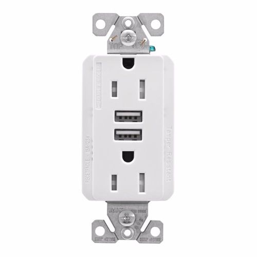 Eaton Combination Receptacle USB-Type A Charger - White