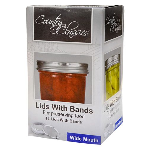 Wide Mouth Jar Lids and Bands Universal Fit (12 Pack)
