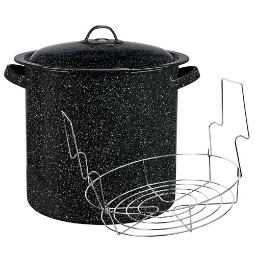 Granite Ware 15.5 Quart Black Canner with Jar Rack and Lid