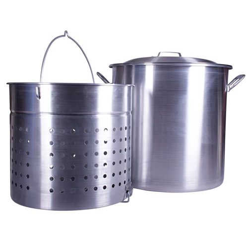 Alsasa 100 Quart Aluminum Stock Pot With Lid and Basket