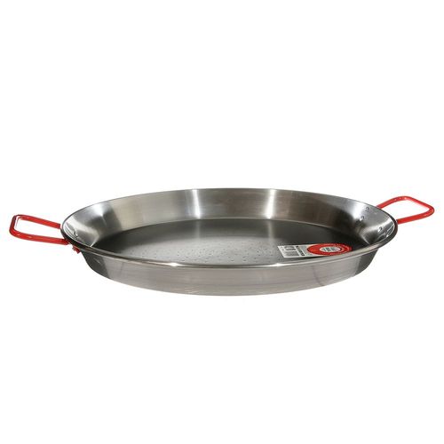 La Paella 18" Carbon Steel Paella Pan with Red Handles
