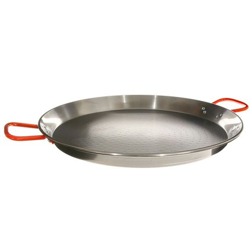 La Paella 20" Carbon Steel Paella Pan with Red Handles