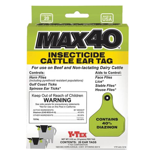 Y-Tex Max40™ Insecticide Cattle Ear Tags (20 count)