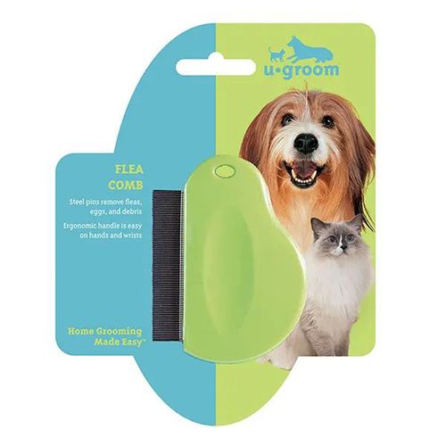 U-Groom Flea Comb with Contoured Grip