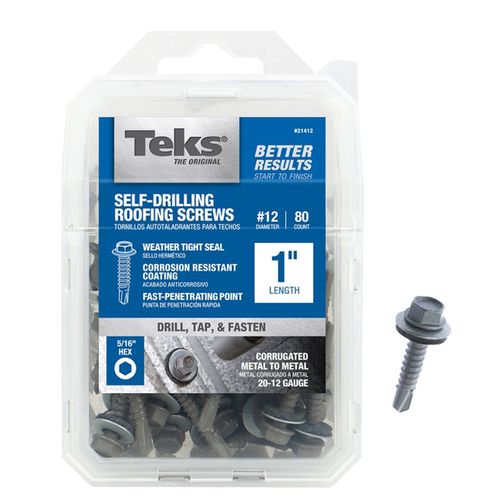 Screw Self-Drilling Roofing #12 5/16 Hex 1 in. (80 Qty.)