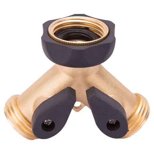 Brass Two-Way Hose Y-Connector with Shut Off GB9105A3L