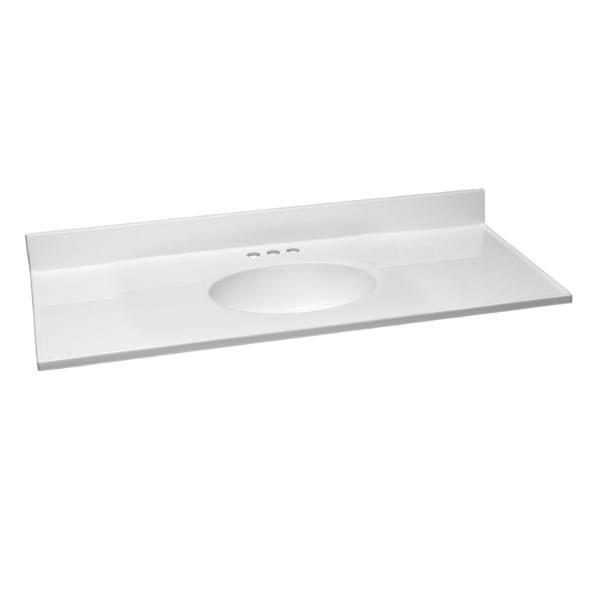 Design House 49 x 19-Inch Cultured Marble Vanity Top, White, 552059