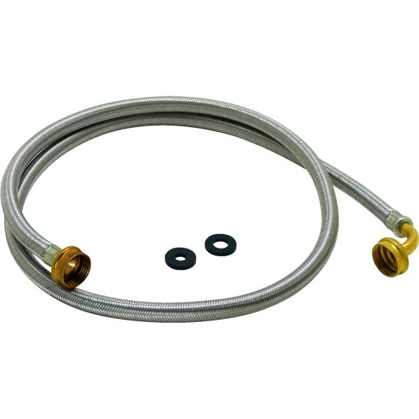 5’ Stainless Steel Wrapped Angle Washing Machine Hose With Black Pvc Core
