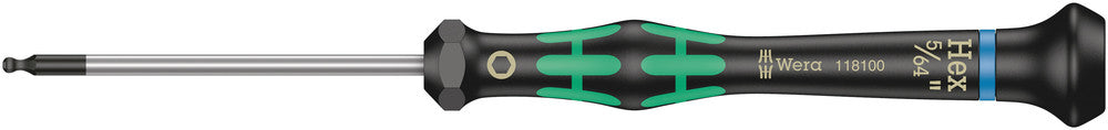 2052 Ball end hexagon screwdriver for electronic applications, 60 mm length