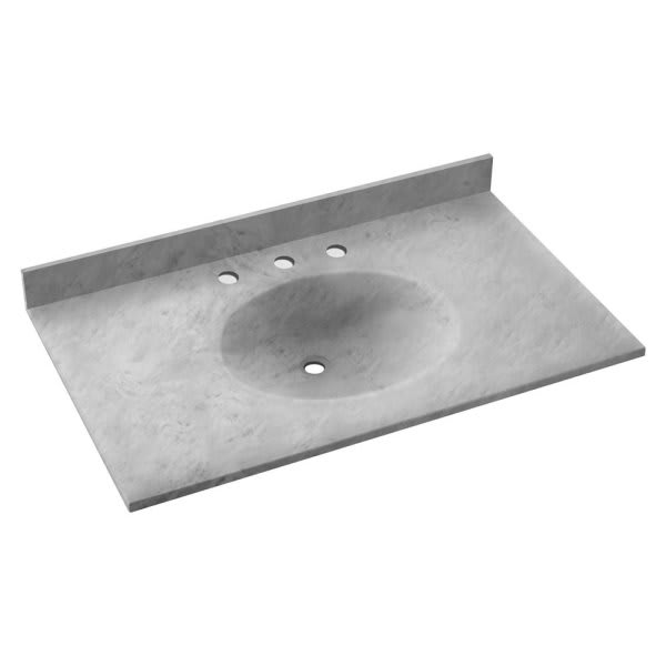 Swan Ice Ellipse Solid Surface Single Bowl Vanity Top 22" X 43"