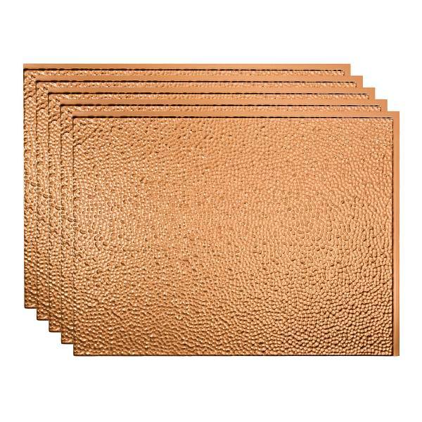 Fasade 18x24 Hammered Vinyl Backsplash Panel, Polished Copper, Package Of 5