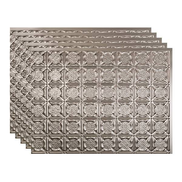 Fasade 18x24 Traditional #6 Backsplash Panel, Brushed Nickel, Package Of 5