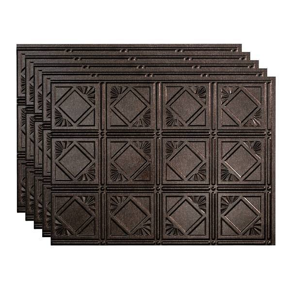 Fasade 18x24 Traditional #4 Backsplash Panel, Smoked Pewter, Package Of 5