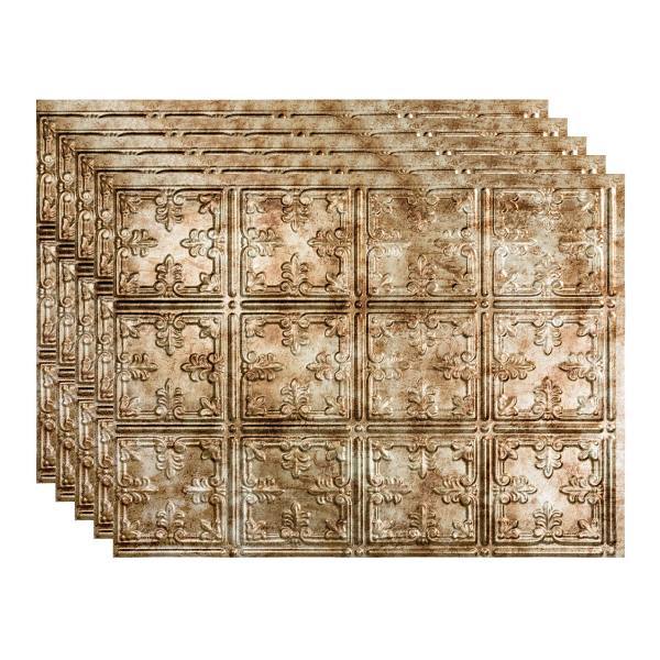 Fasade 18x24 Traditional #10 Backsplash Panel, Bermuda Bronze, Package Of 5