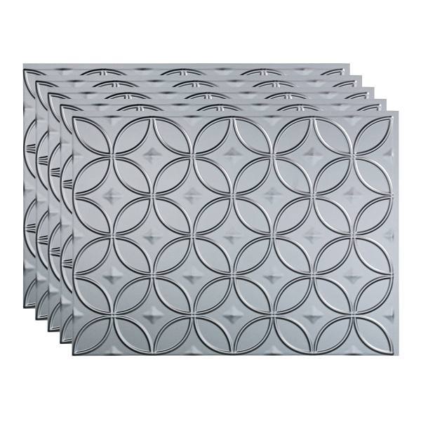 Fasade 18x24 Rings Backsplash Panel, Argent Silver, Package Of 5
