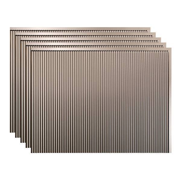 Fasade 18x24 Rib Backsplash Panel, Brushed Nickel, Package Of 5