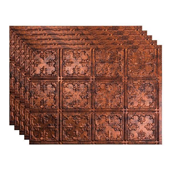 Fasade 18x24 Traditional #10 Backsplash Panel, Moonstone Copper, Package Of 5