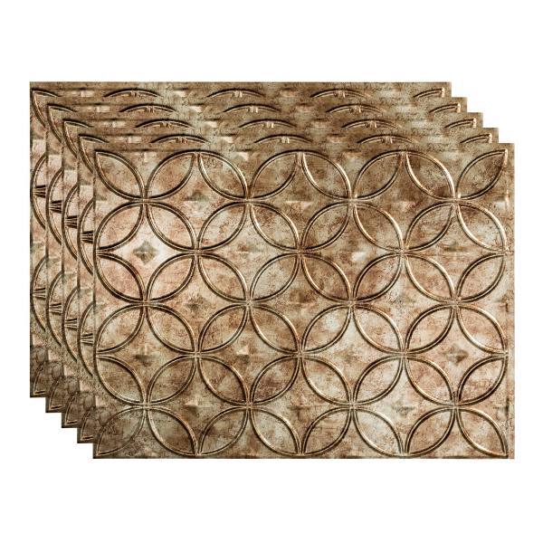 Fasade 18x24 Rings Backsplash Panel, Bermuda Bronze, Package Of 5