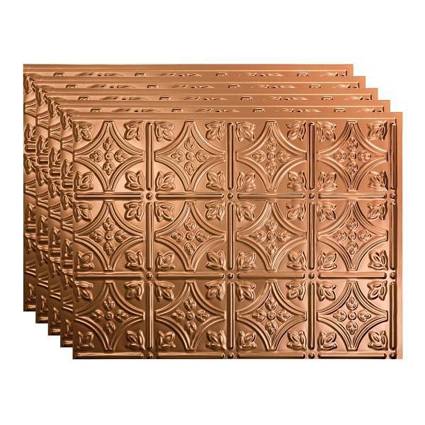 Fasade 18x24 Traditional #1 Backsplash Panel, Polished Copper, Package Of 5
