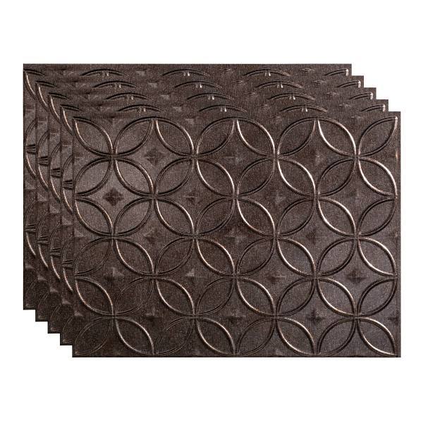 Fasade 18x24 Rings Backsplash Panel, Smoked Pewter, Package Of 5