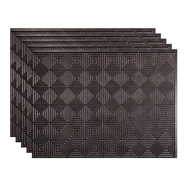 Fasade 18x24 Miniquattro Vinyl Backsplash Panel, Smoked Pewter, Package Of 5