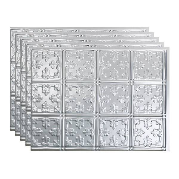 Fasade 18x24 Traditional #10 Backsplash Panel, Brushed Aluminum, Package Of 5